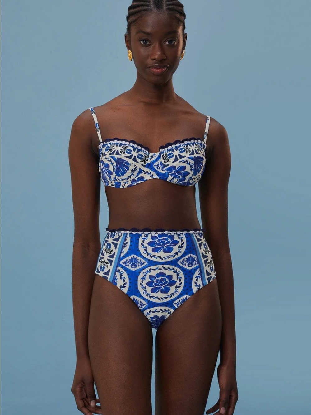 Farm Rio Blue Tile Bikini Top - Picture 4 of 7